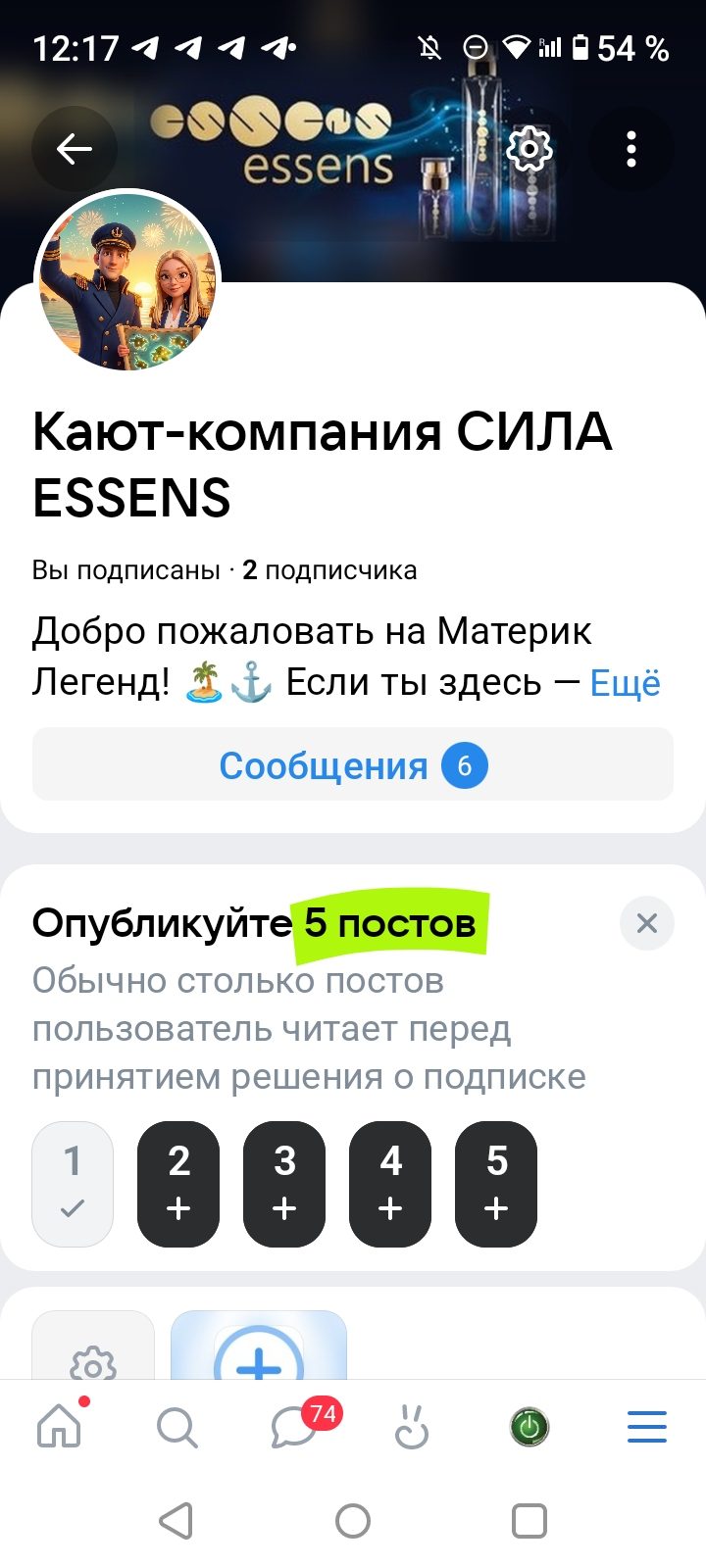 Пример: персонажи проекта на аватаре, приветствие в описании